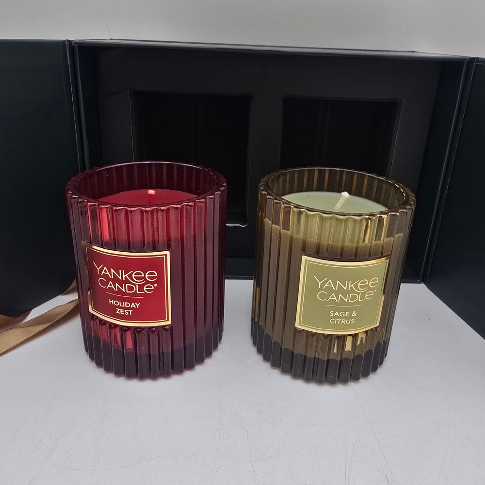 Yankee Candle Holiday Zest Sage & Citrus Gift Set 2 Pack 6.2oz Fluted Glass Jars - Picture 3 of 6